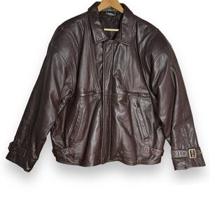 Fidelity‎ Mens 44 Brown Leather Motorcycle Biker Cafe Jacket Vintage